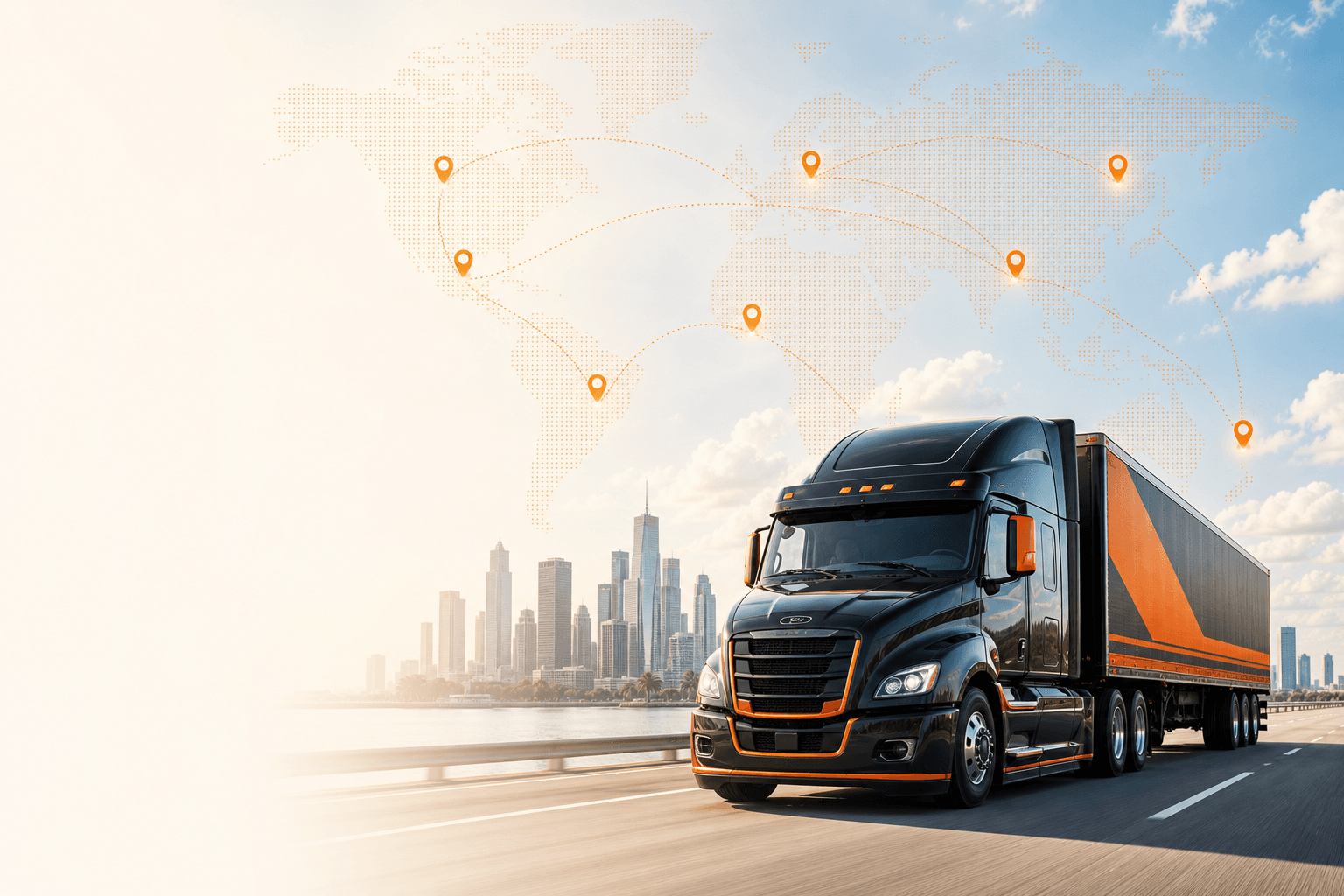 ABS Courier delivery truck with global tracking network